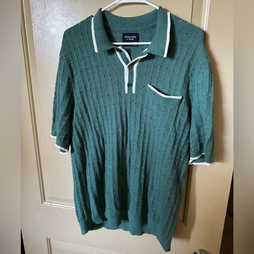 Men’s XL Tall Abercrombie & Fitch Green Polo with White Trim